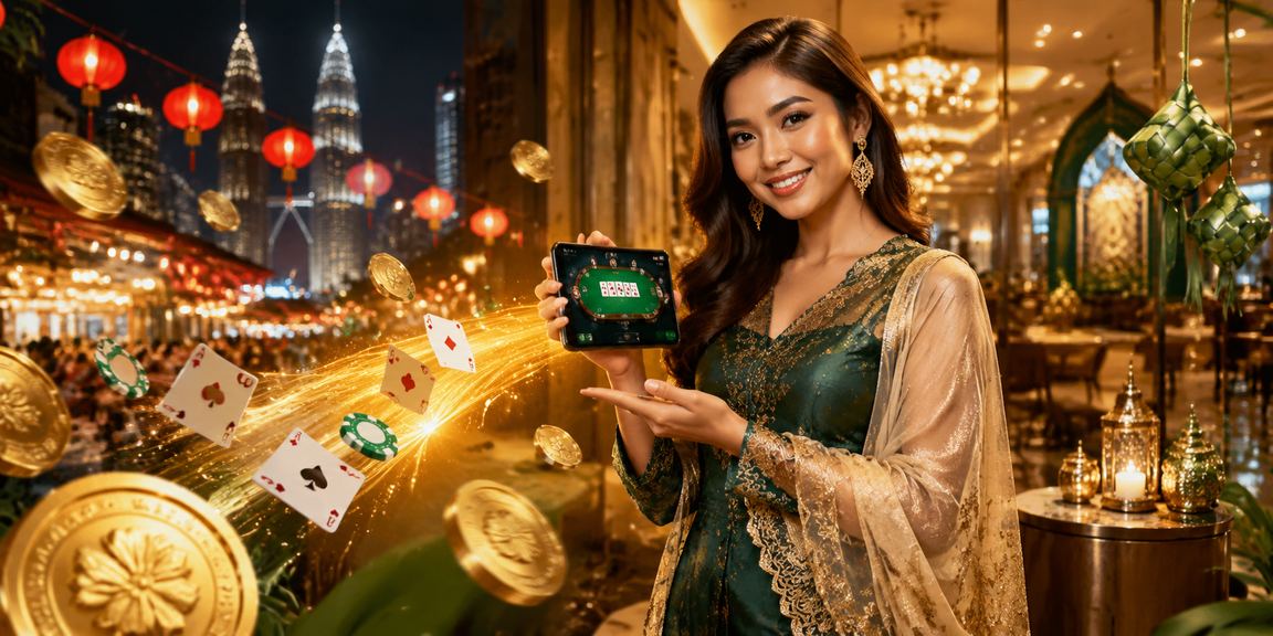 Permainan kad poker dan meja kasino gaya Hari Raya di Kuala Lumpur pada platform 5008